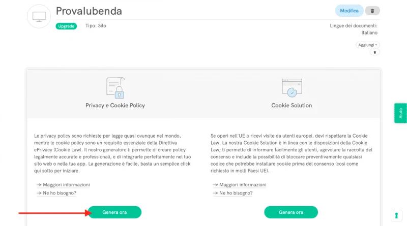 Iubenda genera privacy policy