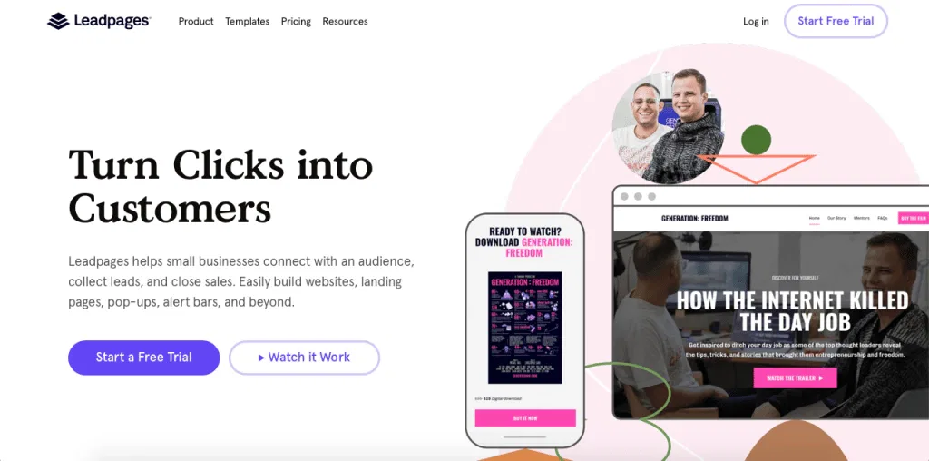 Home page di Leadpages