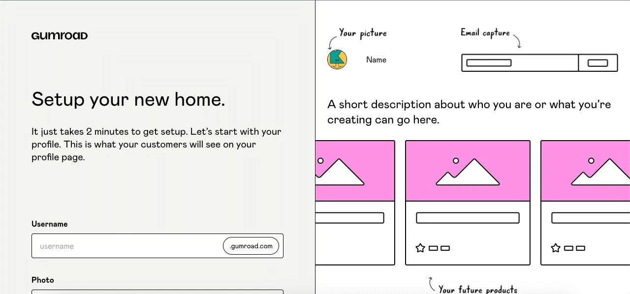Gumroad crea il tuo profilo venditore