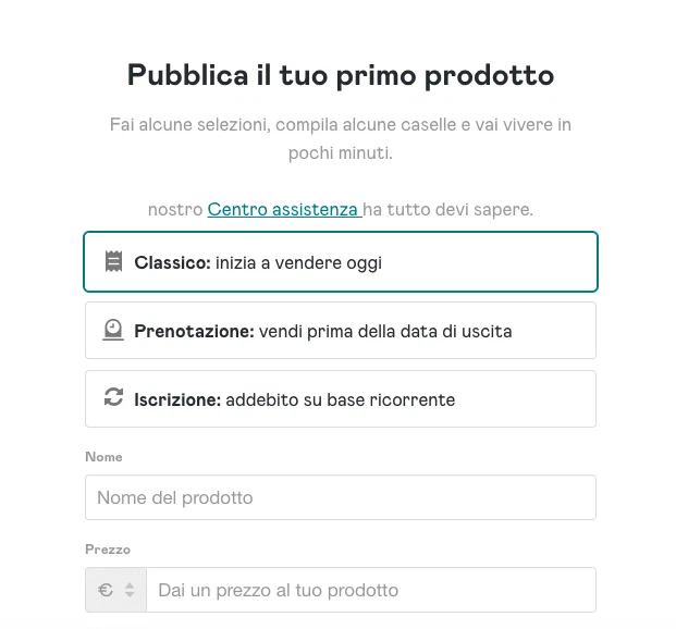Pubblica un prodotto su Gumroad