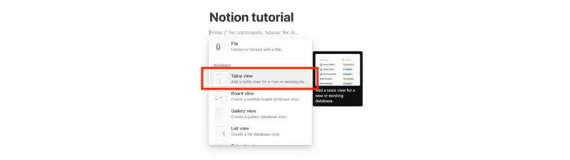 Notion crea database