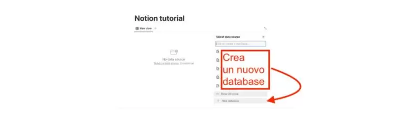 Notion nuovo database