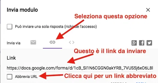 Invia modulo Google