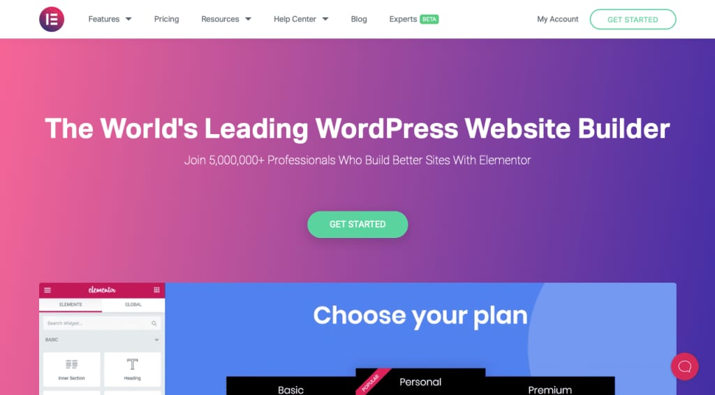 Homepage di Elementor